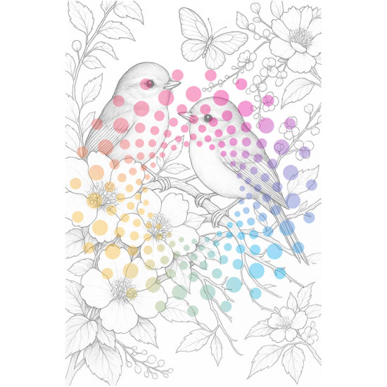 Bekijk het kleurboek Bloemen & Vogels in detail Kleurboek met bloemen en vogels voor volwassenen uit de collectie van Kleurlab®
