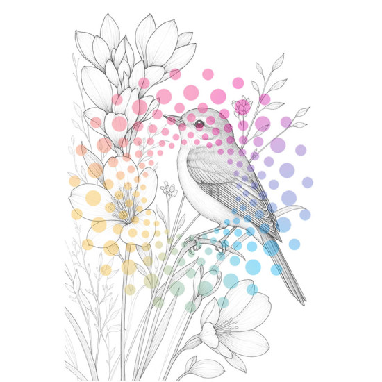 Bekijk het kleurboek Bloemen & Vogels in detail Kleurboek met bloemen en vogels voor volwassenen uit de collectie van Kleurlab®