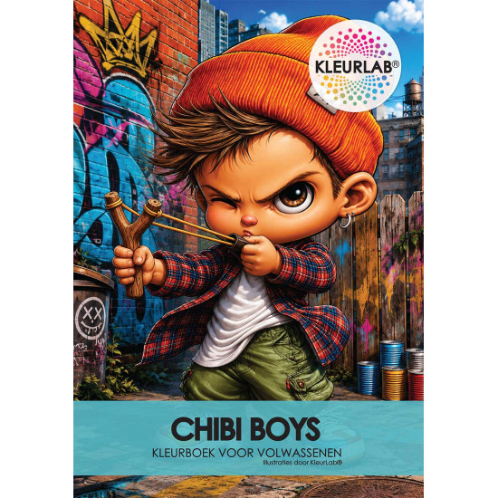 Kleurboek Chibi Boys met kawaii karakters voor volwassenen en tieners uit de collectie van Kleurlab®