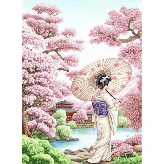 Bekijk het kleurboek Japanse Tuinen voor rust en creativiteit Kleurboek Japanse Tuinen met serene illustraties van bloesems, tempels en vijvers uit de collectie van Kleurlab®