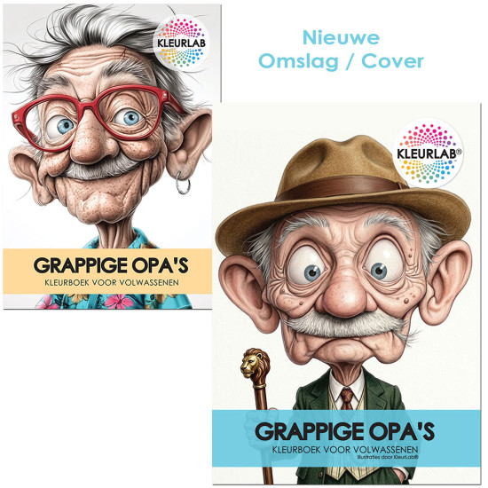 Bekijk het kleurboek Grappige Opa’s met humor en expressie Kleurboek Grappige Opa’s met vrolijke, karaktervolle portretten uit de collectie van Kleurlab®
