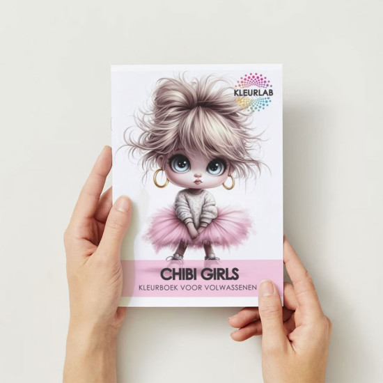 Bekijk het kleurboek Chibi Girls met kawaii flair Kleurboek Chibi Girls met kawaii karakters voor volwassenen en tieners uit de collectie van Kleurlab®