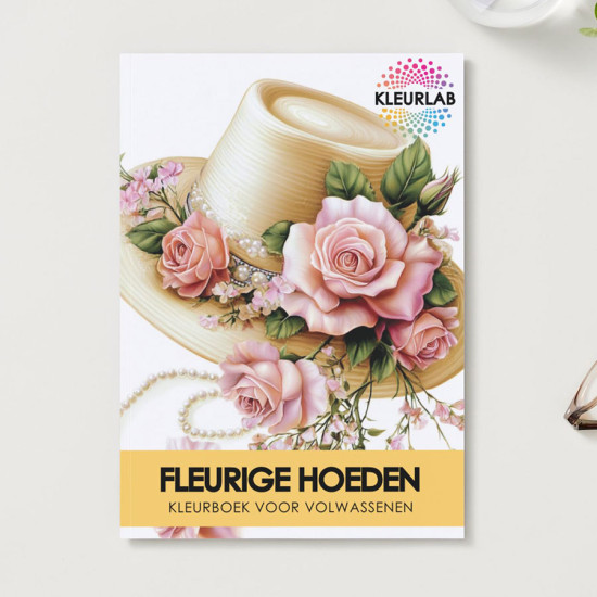 Bekijk het kleurboek Fleurige Hoeden vol flair en bloemen Kleurboek Fleurige Hoeden met bloemenhoeden en sierlijke details uit de collectie van Kleurlab®