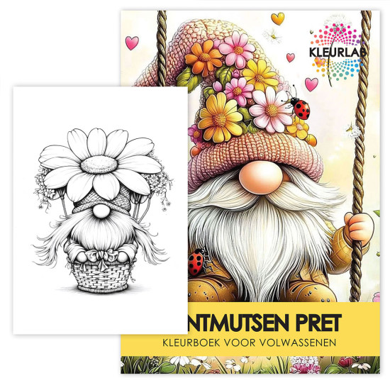Bekijk de kleurkaarten Puntmutsen Pret in detail Kleurkaarten voor volwassenen uit de collectie van Kleurlab®