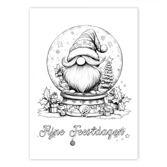 Bekijk de Kerst kleurkaarten Puntmutsen Pret in detail Kerst Kleurkaarten voor volwassenen uit de collectie van Kleurlab®