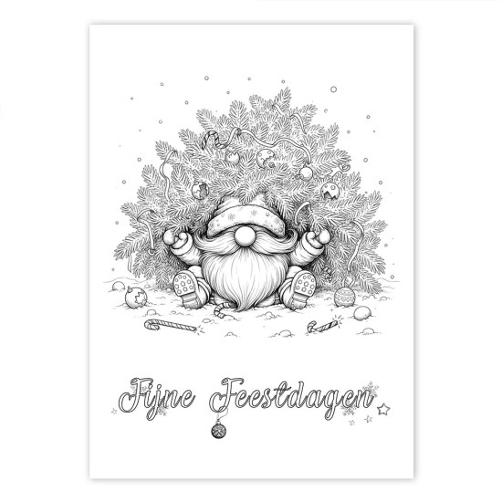 Bekijk de Kerst kleurkaarten Puntmutsen Pret in detail Kerst Kleurkaarten voor volwassenen uit de collectie van Kleurlab®