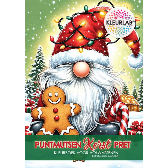 Puntmutsen Kerst Pret kleurboek – feestelijke kabouters voor Volwassenen