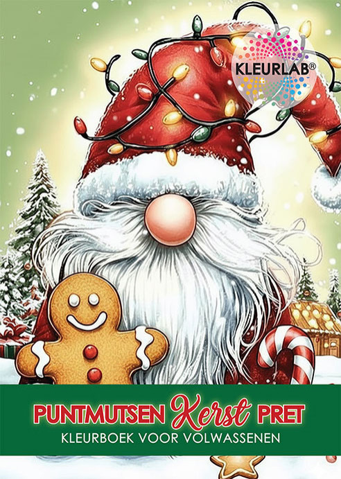 KleurLab® – Creatieve kleurboeken voor volwassenen | Puntmutsen Kerst Pret