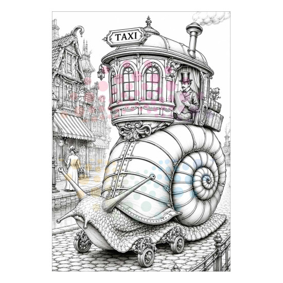 Kleurboek Steampunk City met luchtschepen, torens en mechanische details uit de collectie van Kleurlab®