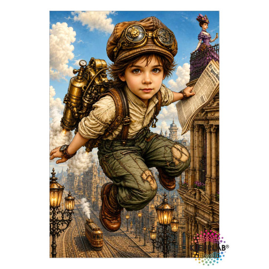 Kleurboek Steampunk City met luchtschepen, torens en mechanische details uit de collectie van Kleurlab®